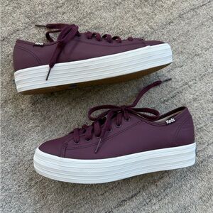 Keds Triple Kick Burgundy Leather Sneakers 6.5M
